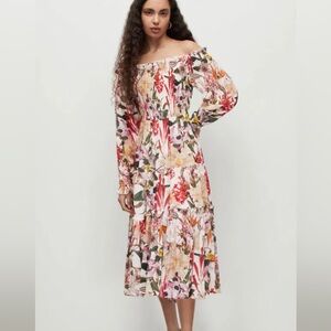Allsaints Floral Off Shoulder Maxi Dress